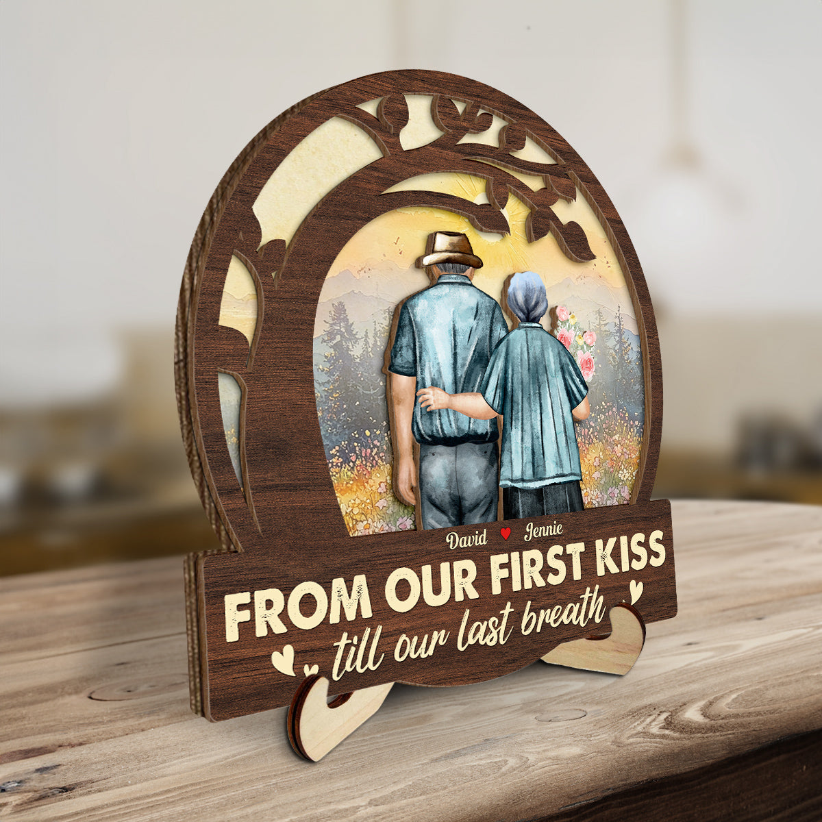 Custom Couple's Decor, Anniversary & Wedding Gift • From Our First Kiss - Personalized Wooden Plaque