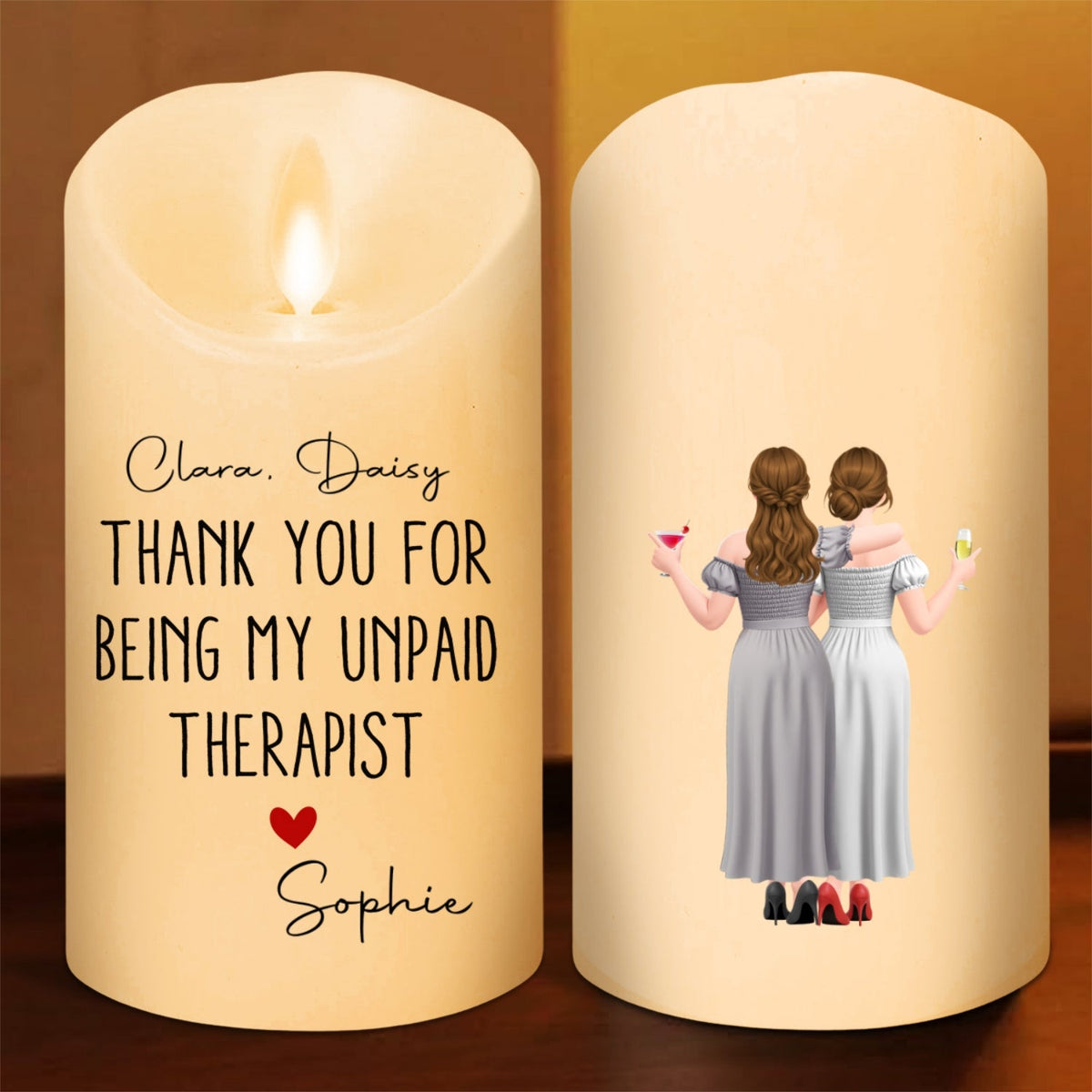 My Unpaid Therapist Gift For Coworkers Friends Sisters - Personalized LED Candle