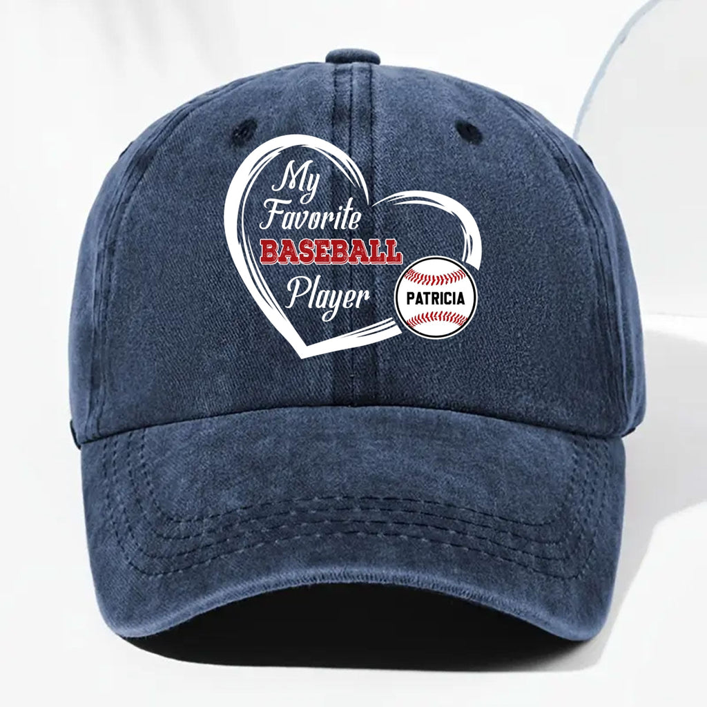Custom Christmas Headwear Birthday Gifts for Parents • Favorite Players On My Cap - Personalized Vintage Washed Denim Cap