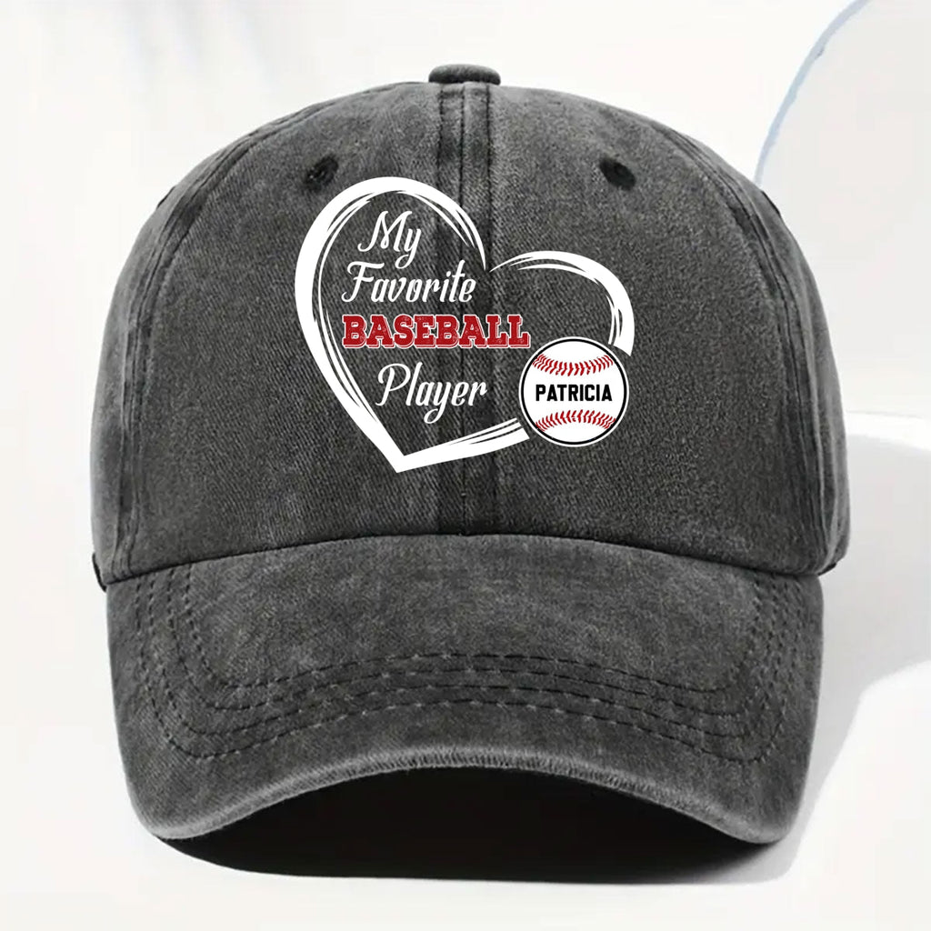 Custom Christmas Headwear Birthday Gifts for Parents • Favorite Players On My Cap - Personalized Vintage Washed Denim Cap