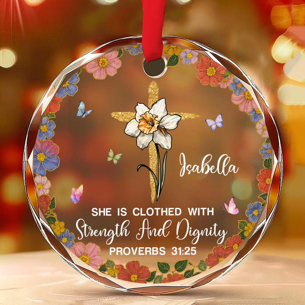 Custom Sister Christmas Ornament •  She Walks In Quiet Dignity - Personalized Glass Ornament