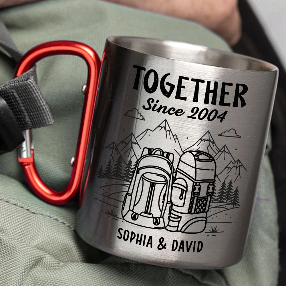 Custom Anniversary Keepsake Gifts For Couple • Together Since - Personalized Carabiner Mug