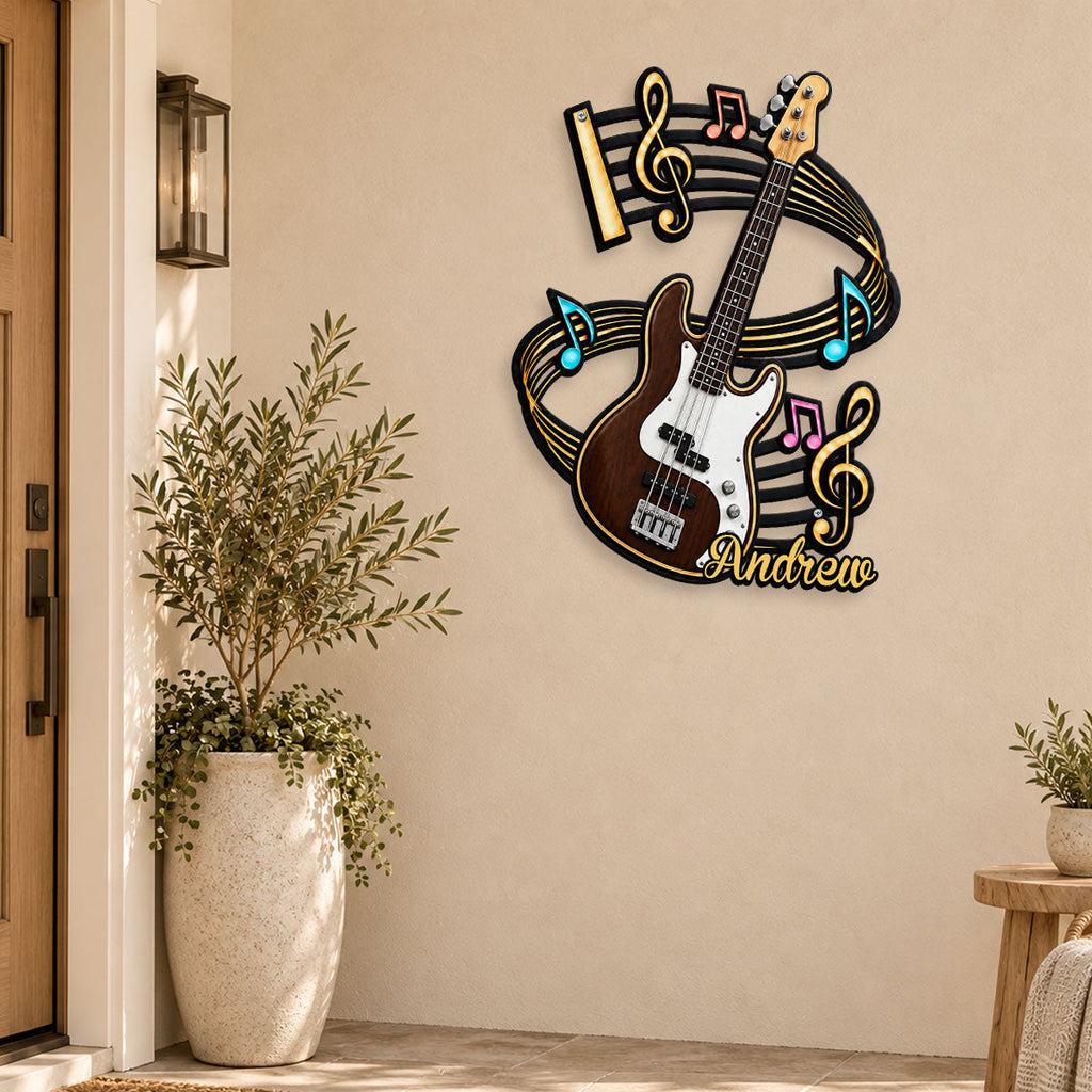 Custom Home & Wall Decor, Birthday & Christmas Gift • The Guitar Corner - Personalized Freeform Shape Metal Sign
