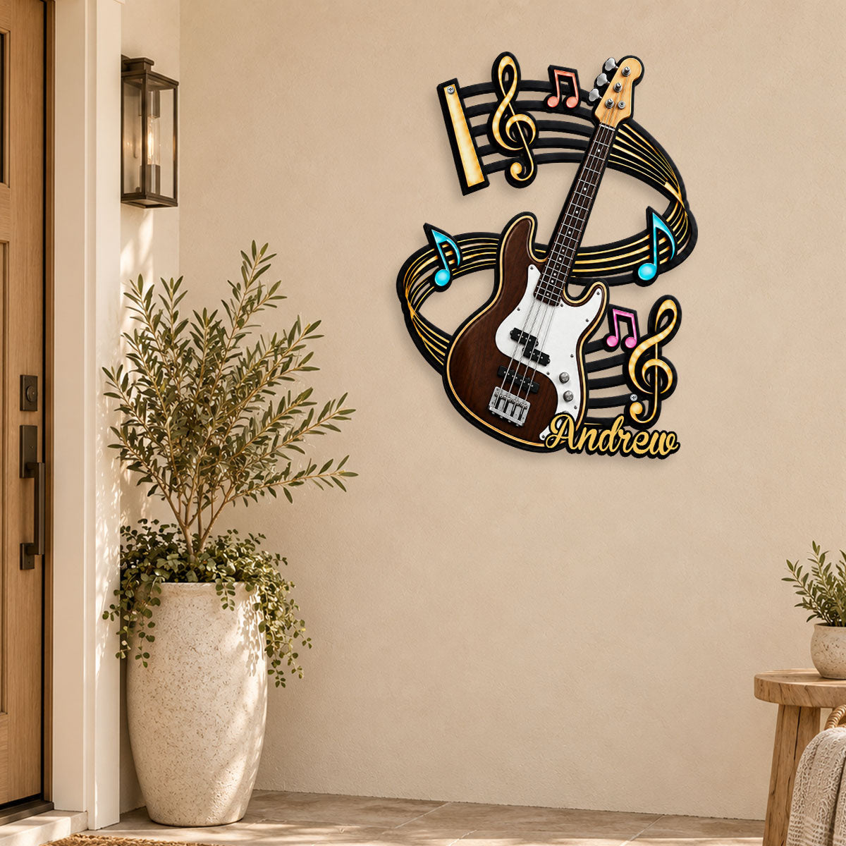 Custom Home & Wall Decor, Birthday & Christmas Gift • The Guitar Corner - Personalized Freeform Shape Metal Sign