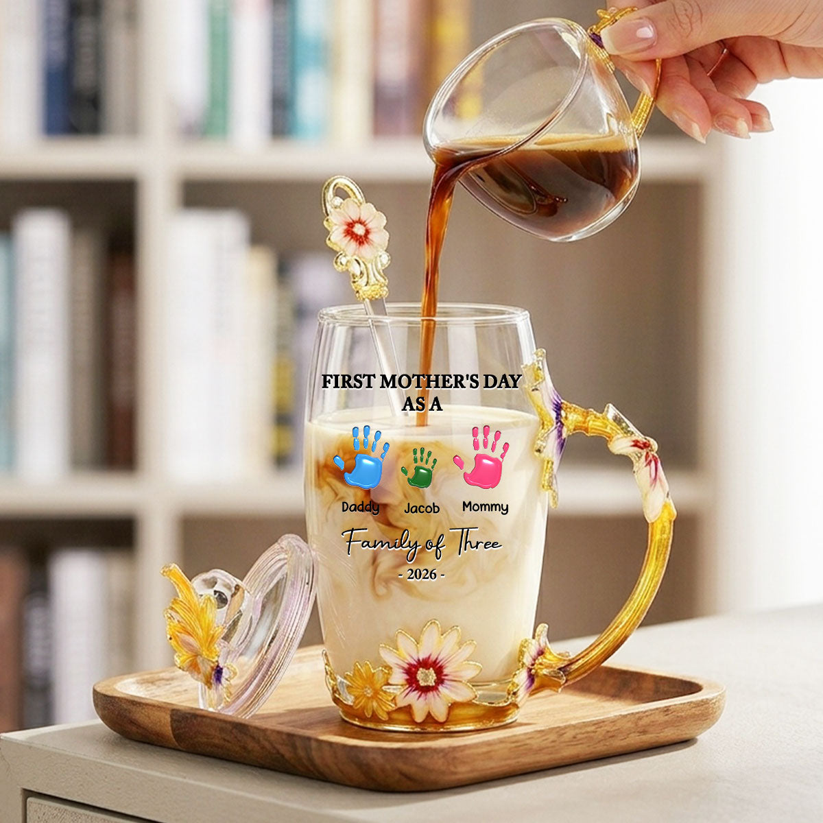 First Mother Day - Personalized 14OZ Flower Tea Cup