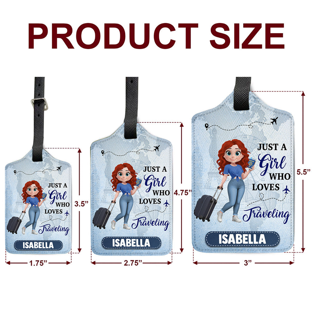 Just A Girl Who Loves Traveling Cartoonize - Personalized Luggage Tag
