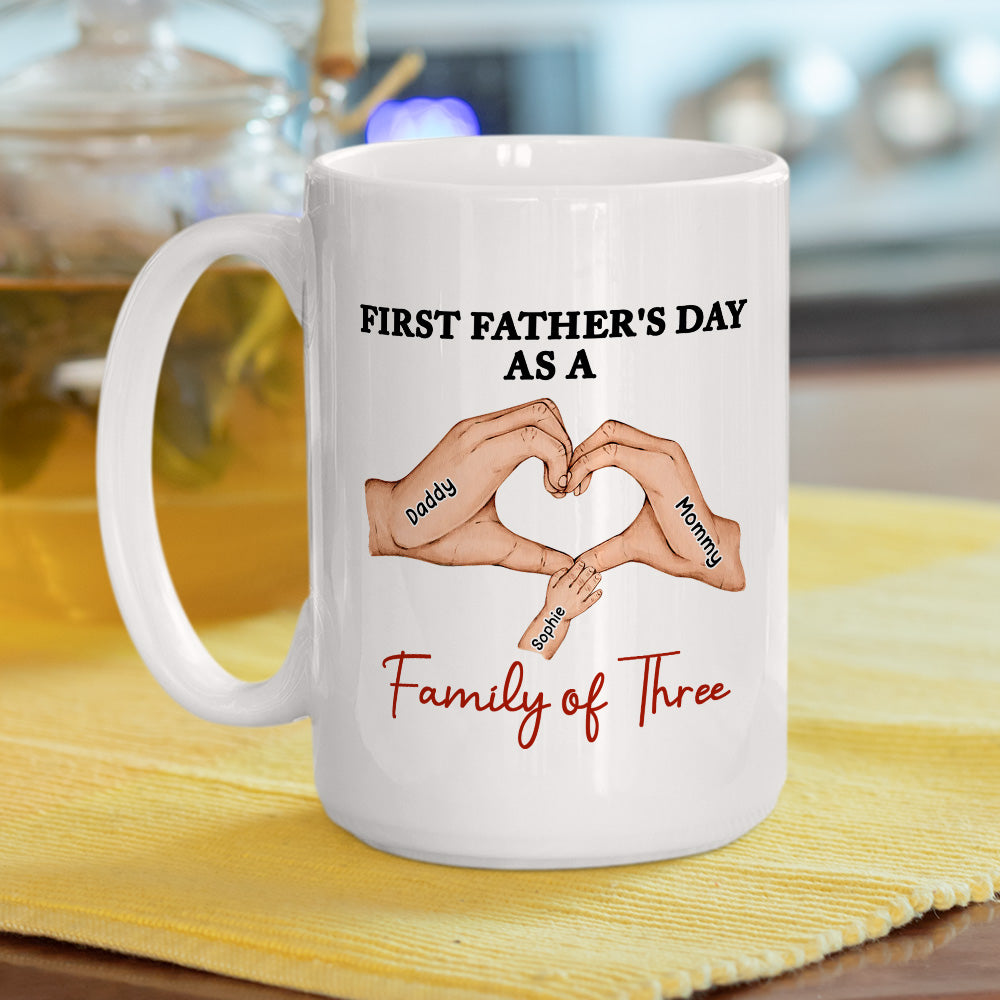 Custom First Father's Day, Christmas Gift for New Dad • Family Of Three - Personalized Coffee Mug