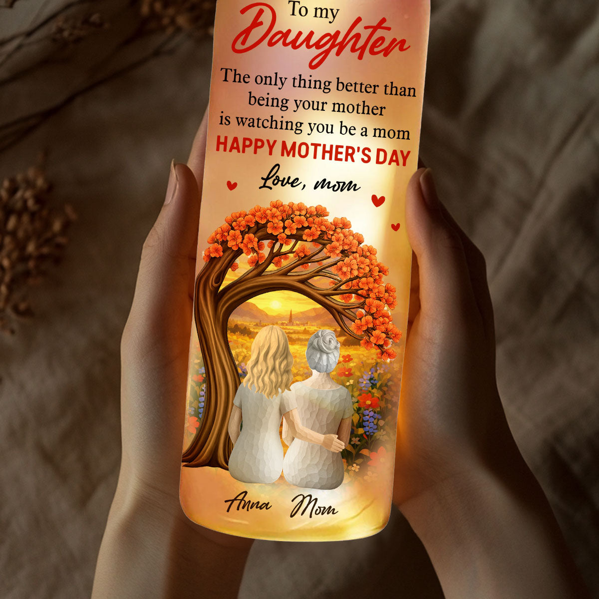 Watching You Be A Mom - Personalized Bottle Lamp