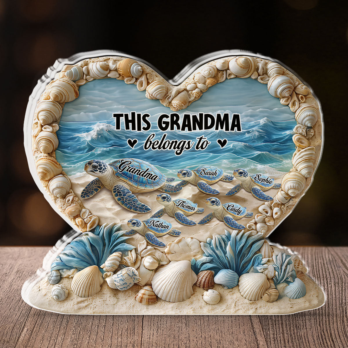 Custom Mother's Day Decor, Gift for Mom & Grandma • Forever Like The Turtle - Personalized 3D Effect Acrylic Plaque
