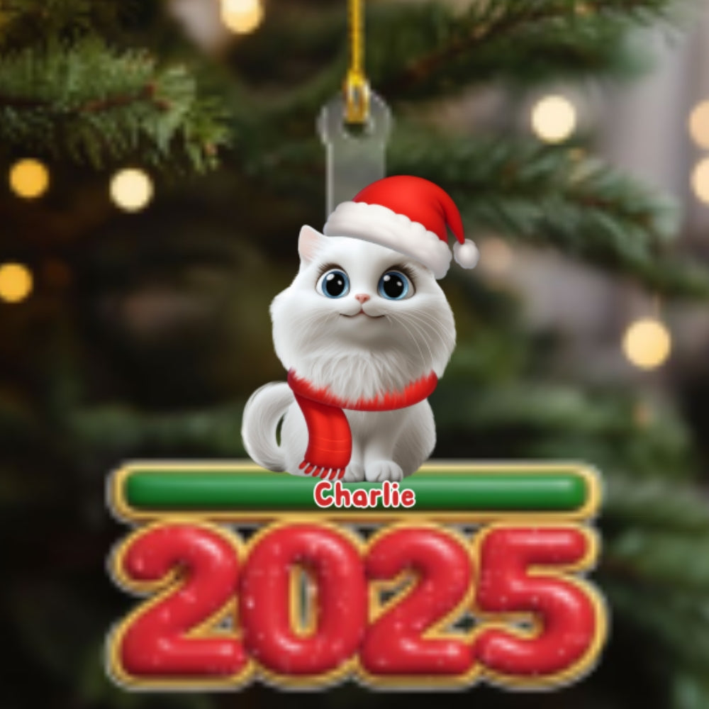 Custom Keepsake Christmas Ornament •  My Cat Is Here - Personalized Acrylic Ornament