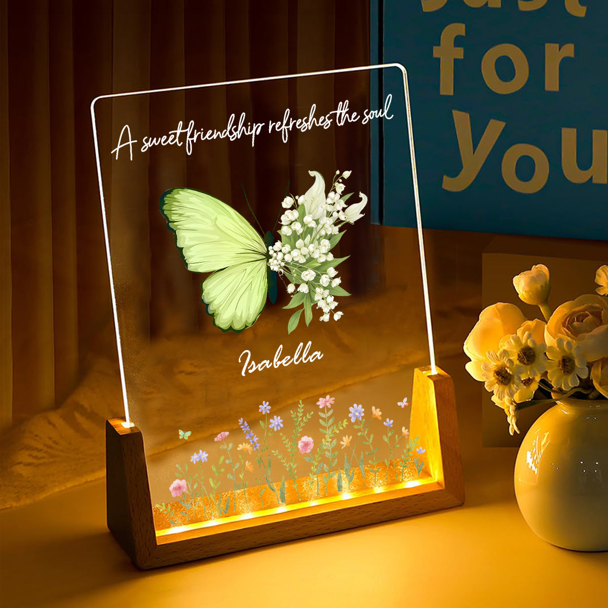 Custom Gift for Best Friends, Sister, Birthday & Christmas • A True Friend Refreshes You - Personalized Night Light