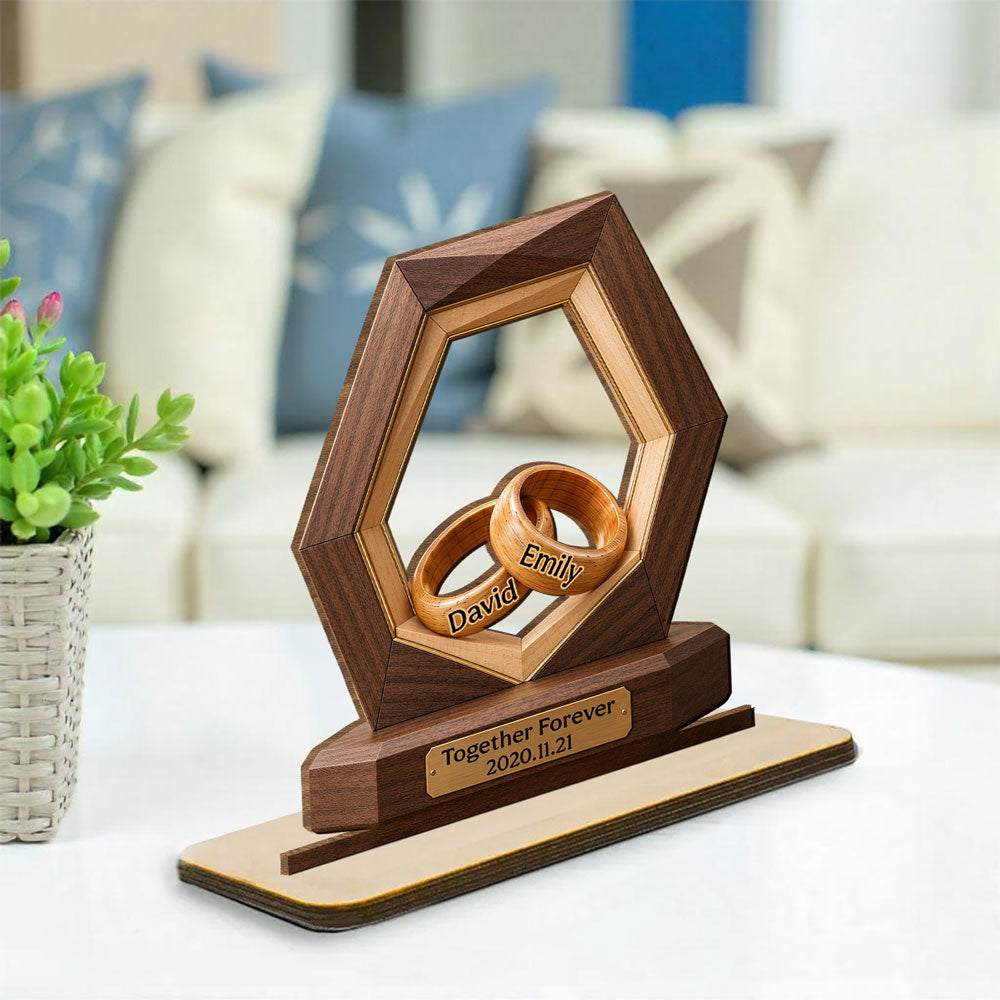 Custom Couple's Decor, Anniversary & Wedding Gift • Infinity Love - Personalized 2-Layer Wood Plaque With Flat Base