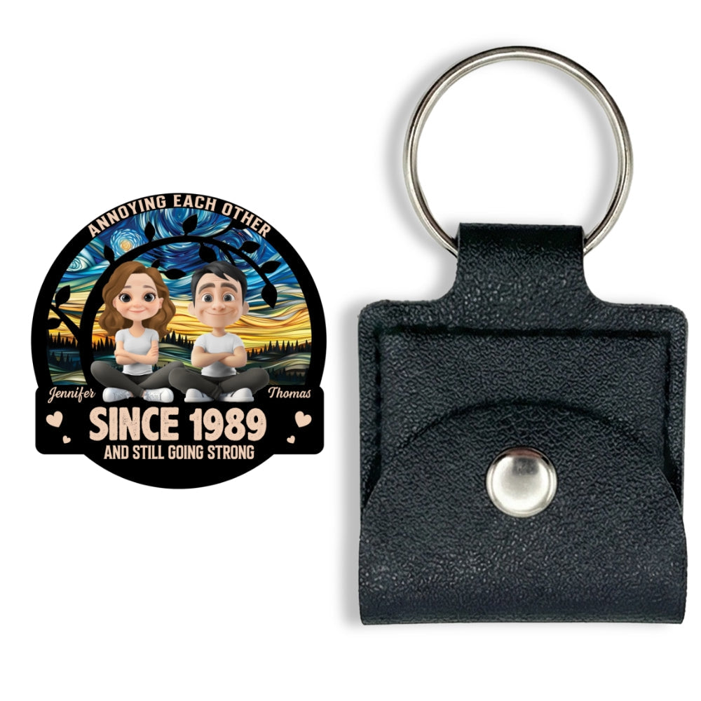 Custom Coin Keychain for Husband, Couple Anniversary Valentine's Day Gifts • To The End Of Us - Personalized Wooden Pocket Hug