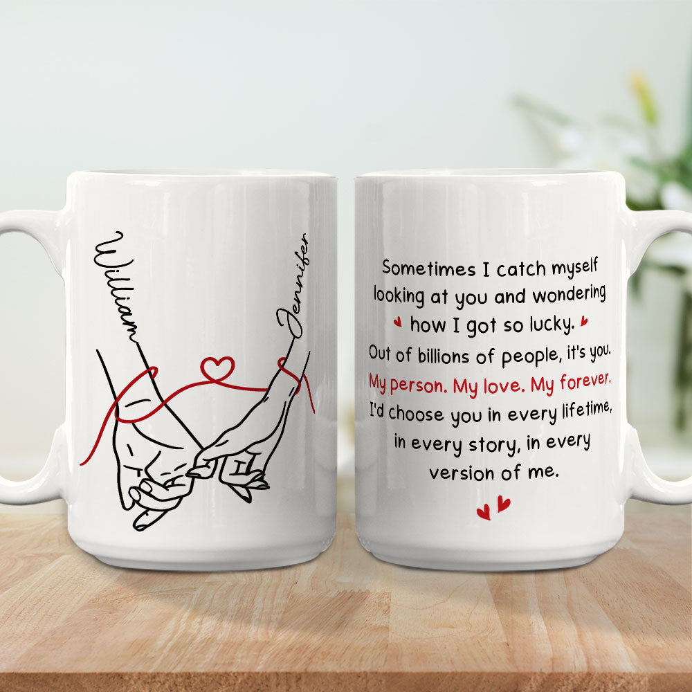 Custom Anniversary Keepsake Gifts For Couple • How Lucky I Am - Personalized Coffee Mug