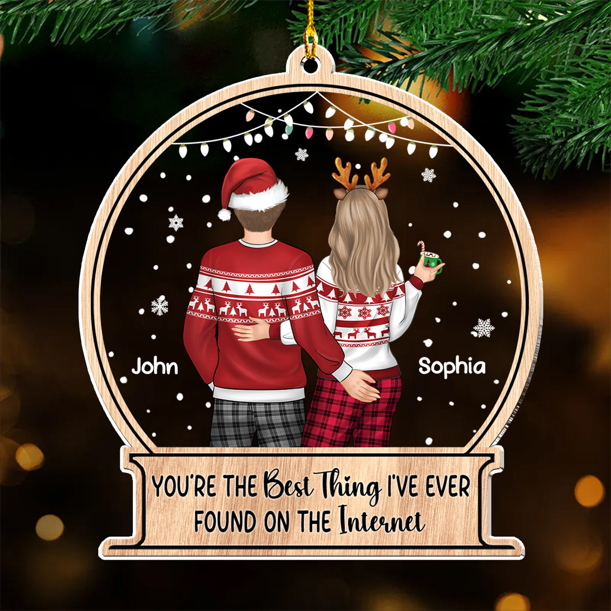 Custom Couple Christmas Ornament, Anniversary Gift •  You're The Best Thing On The Internet - Personalized Acrylic Ornament