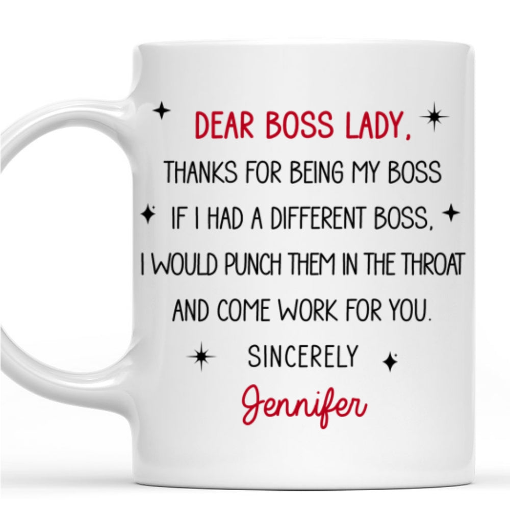 Custom Coworker, Christmas & Birthday Team Appreciation Gift • Dear Boss Lady - Personalized Coffee Mug