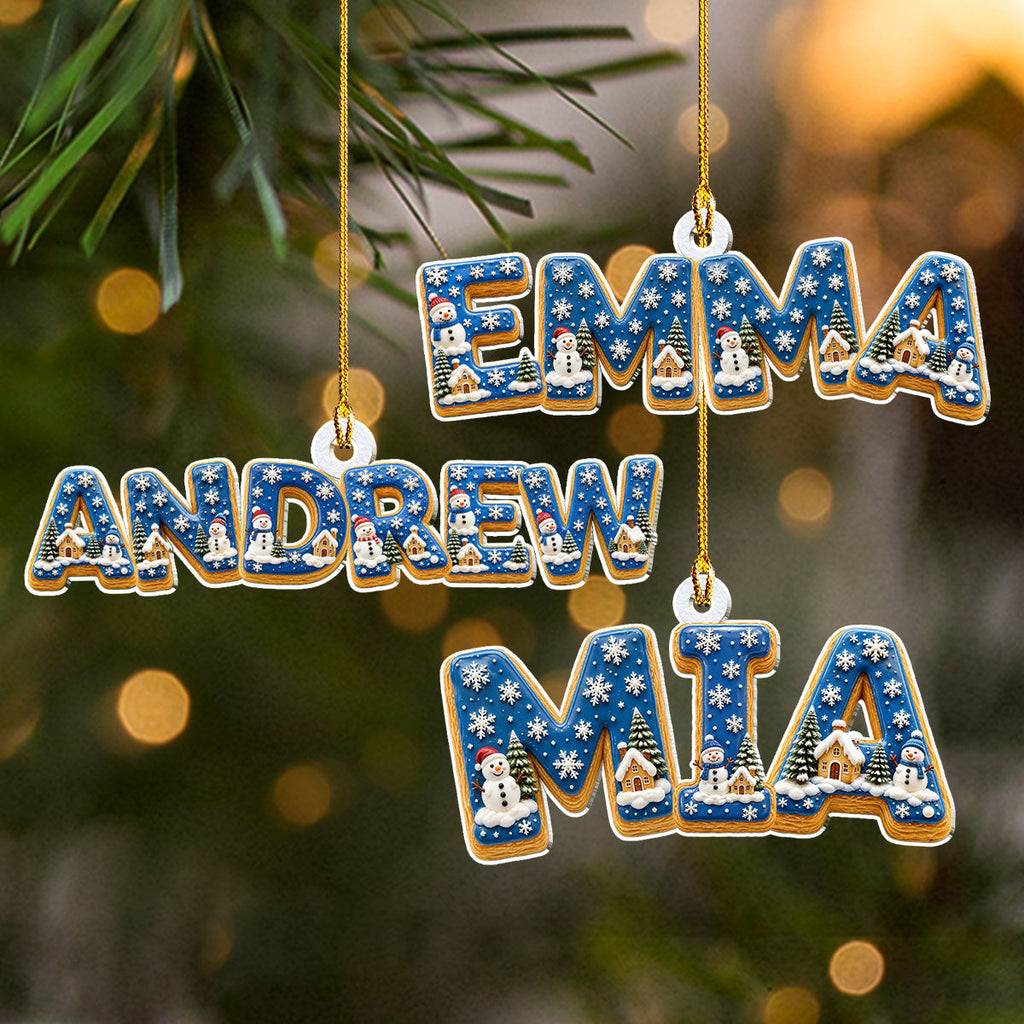 Custom Letter Christmas Ornament & Stocking Tag with Name • Winter Wonderland - Personalized Acrylic Ornament