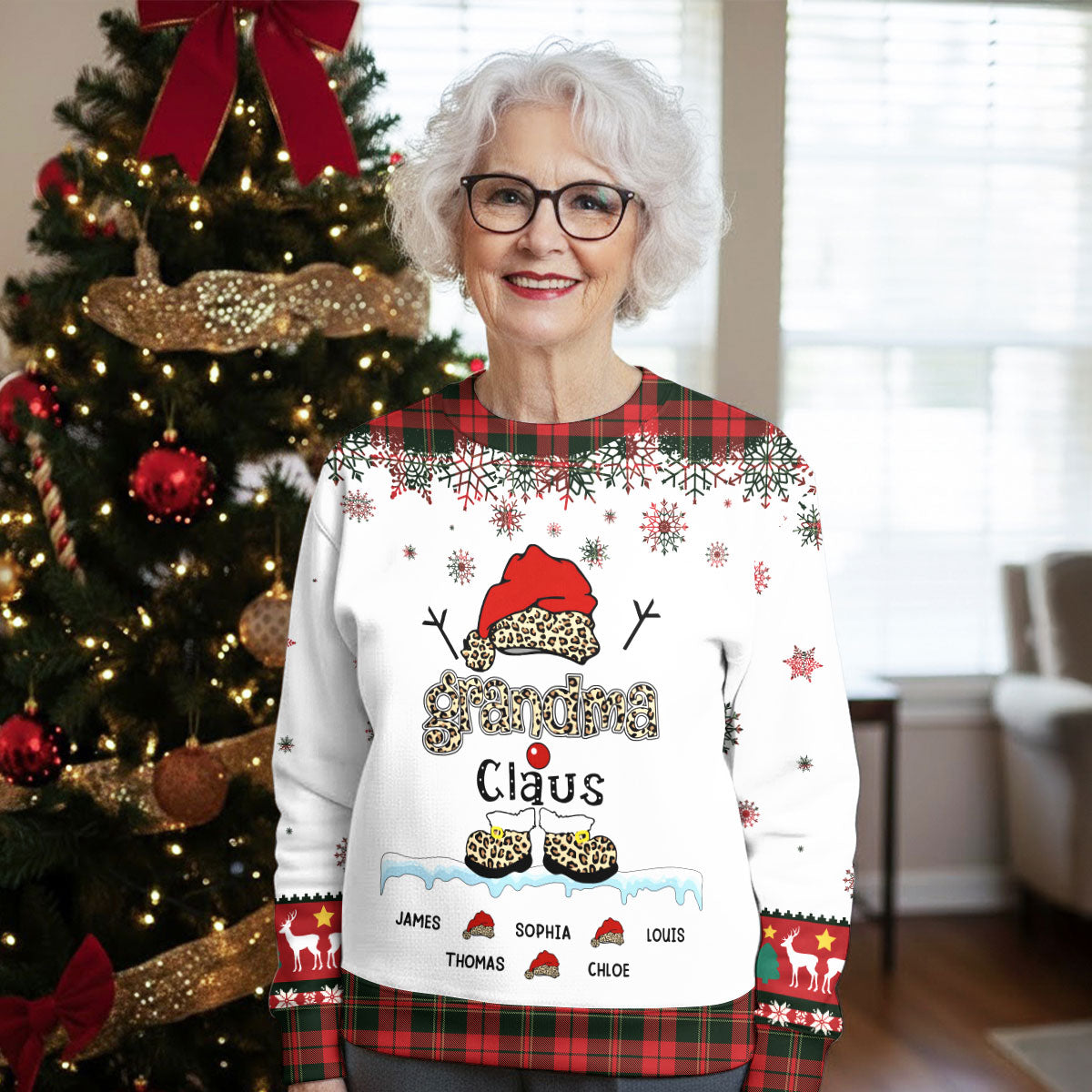 Custom Grandma Christmas Sweatshirt, Gift for Mothers • Grandma Claus - Personalized All-Over-Print Sweatshirt