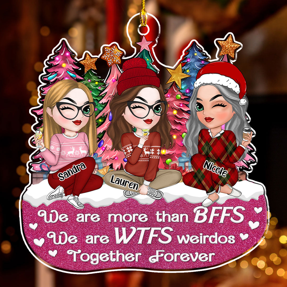 Custom Friendship Christmas Ornament, Best Friend Gift •  We Are More Than BFFS - Personalized Acrylic Ornament