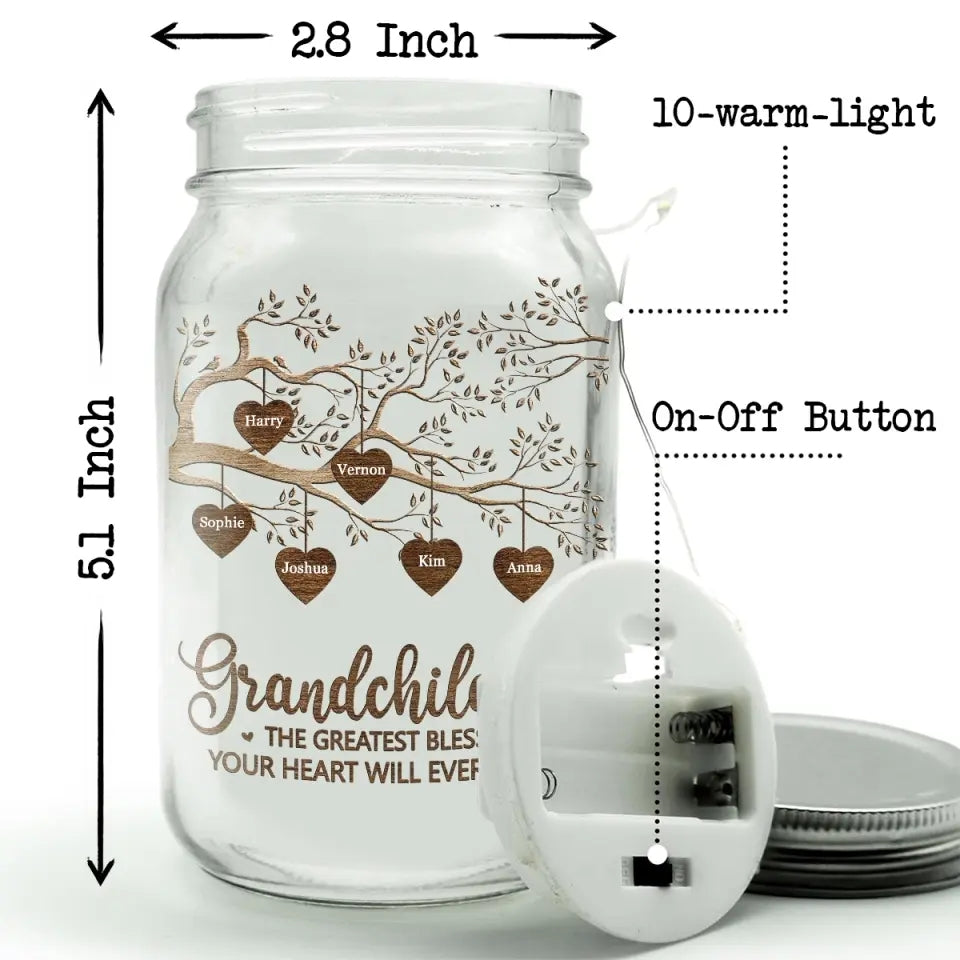 The Greatest Blessing - Personalized Mason Jar Light