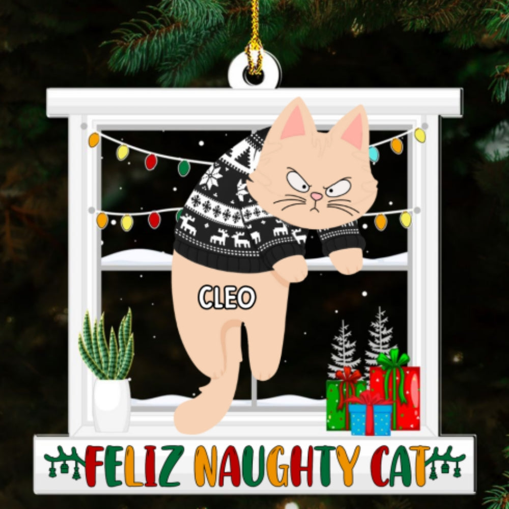 Custom Keepsake Christmas Ornament •  Meowy Christmas - Personalized Acrylic Ornament