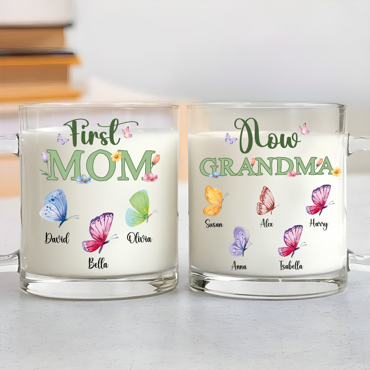 Custom Mother's Day Gift for Mom & Grandma • Great Grandma - Personalized Glass Mug