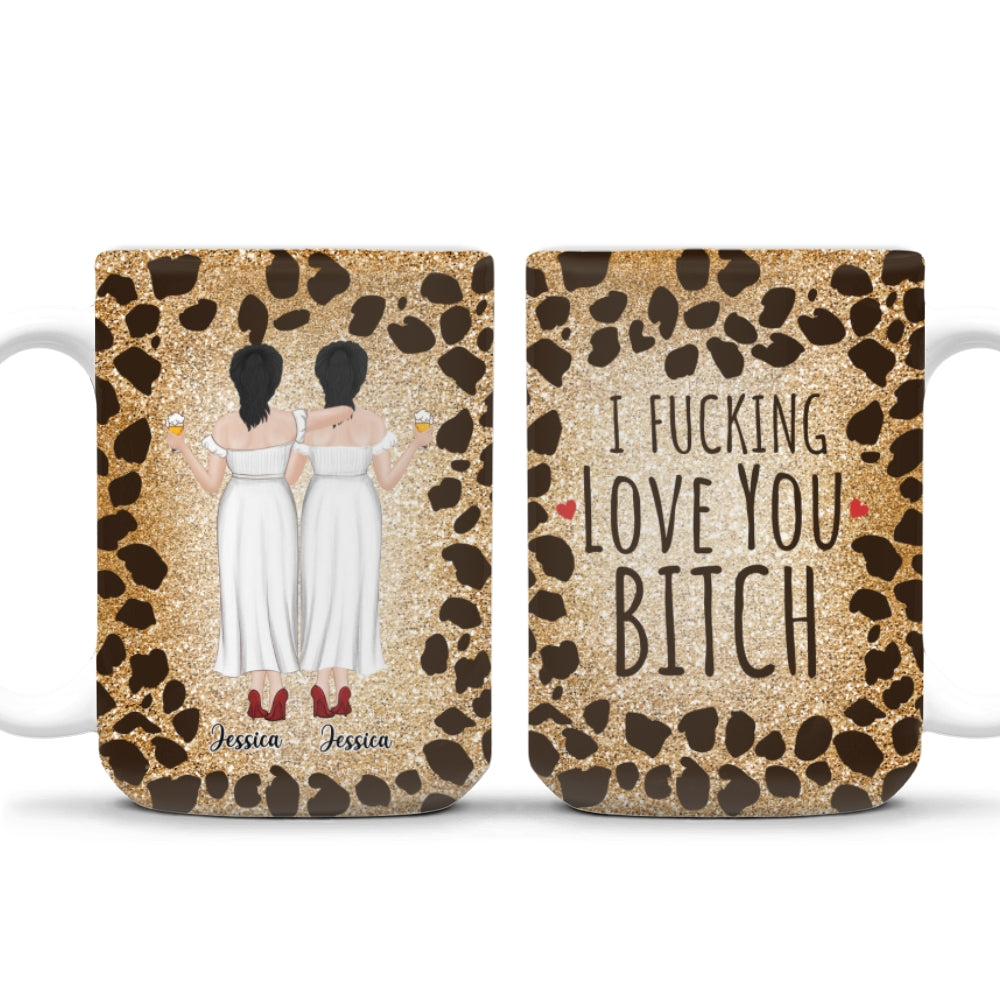 Custom Best Friend, Christmas & Birthday Friendship Keepsake Gift • I Love My Friend Leopard - Personalized Coffee Mug