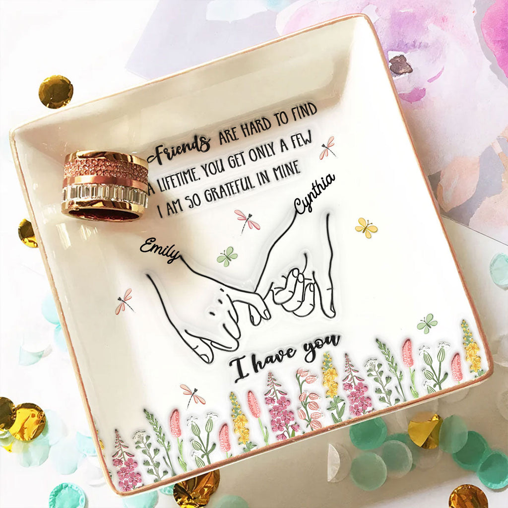 Custom Bestie Trinket Dish, Birthday Christmas Gift For Best Friend • I Am So Grateful - Personalized Jewelry Dish