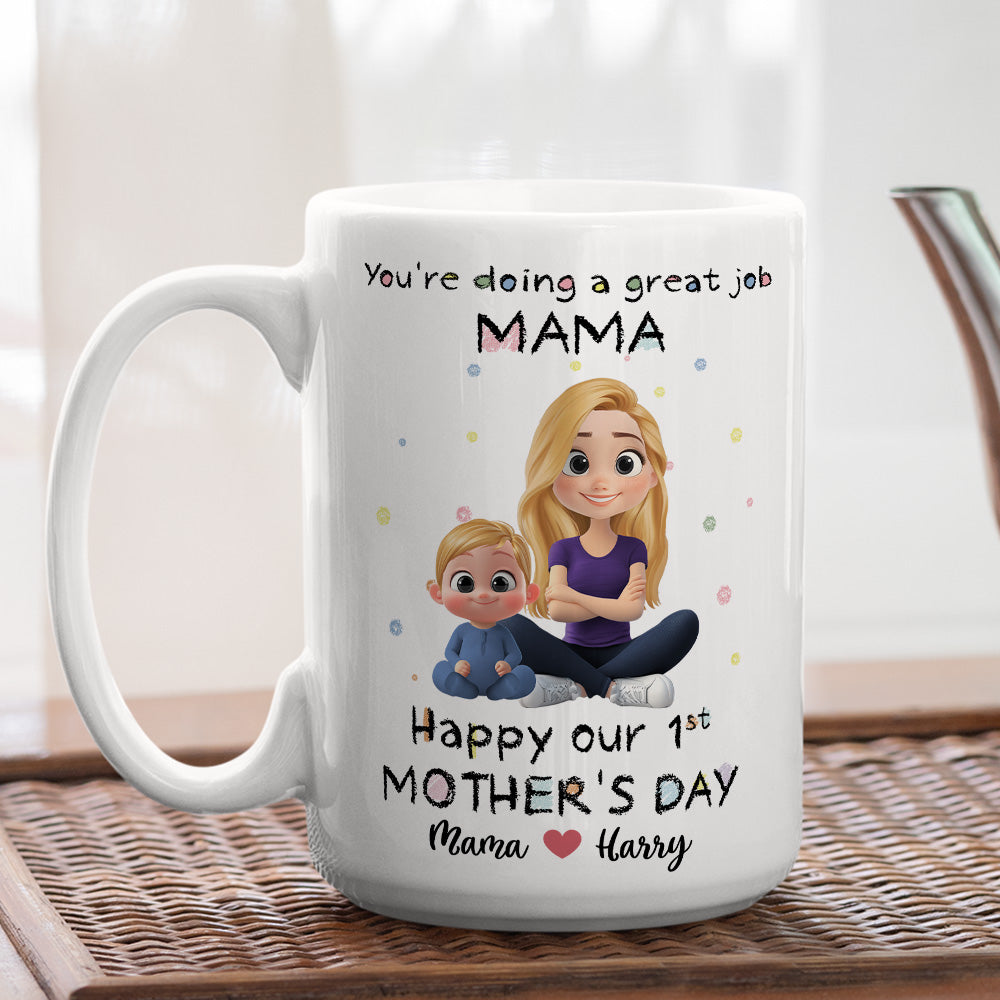 Custom First Mother's Day, Christmas Gift for New Mom • Mommy And Kid - Personalized Coffee Mug