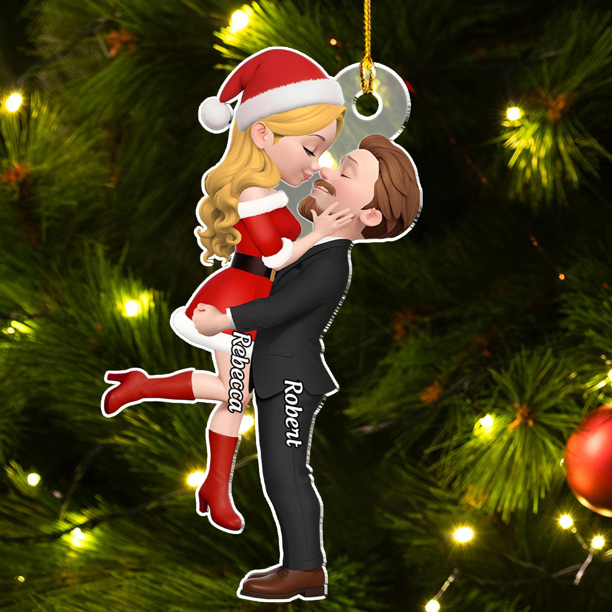 Custom Couple Christmas Ornament, Anniversary Gift •  Christmas With My Dear - Personalized Acrylic Ornament