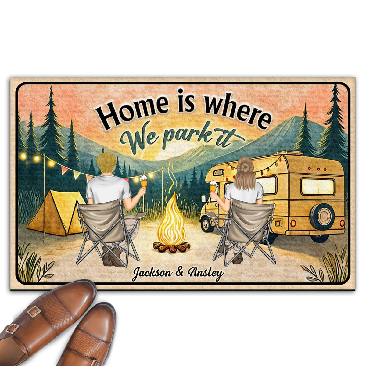 Home Is Where We Park It - Personalized Doormat