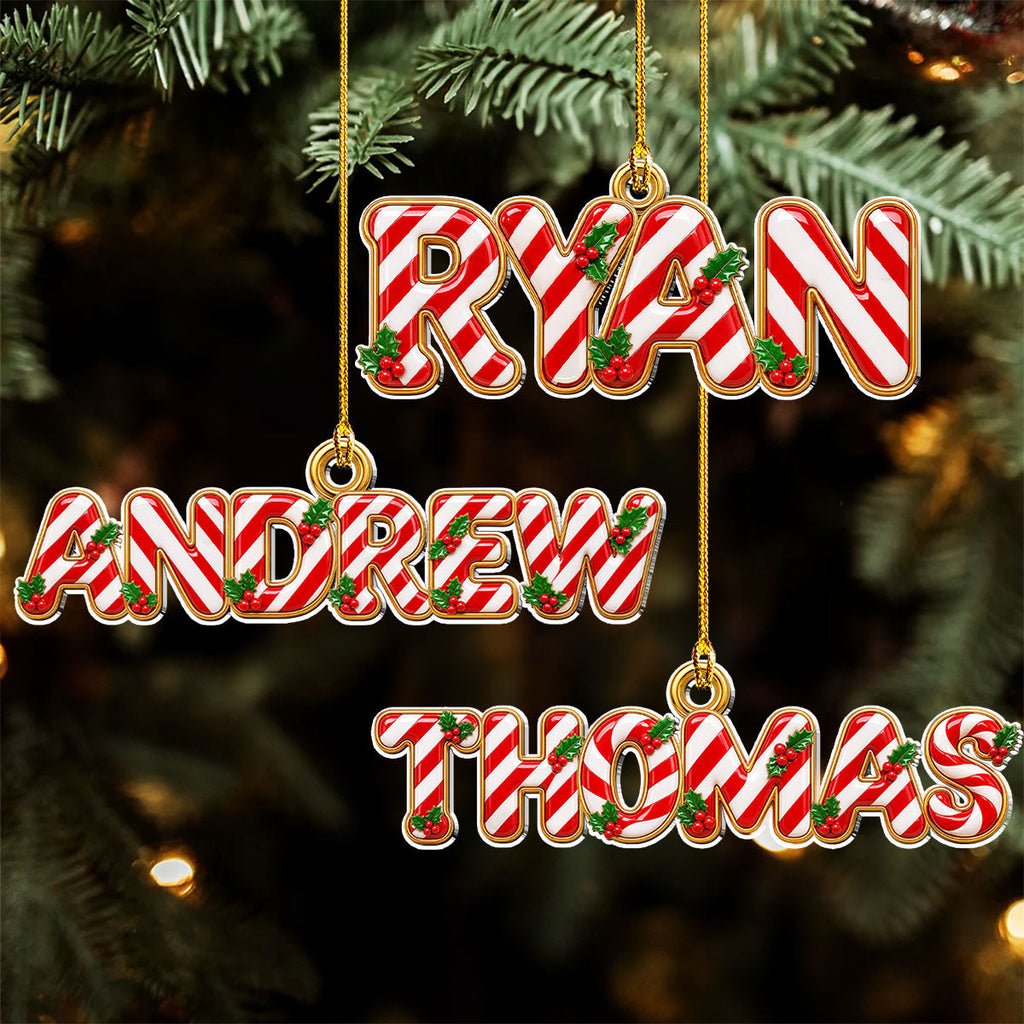 Custom Letter Christmas Ornament & Stocking Tag with Name • Family Name - Personalized Acrylic Ornament