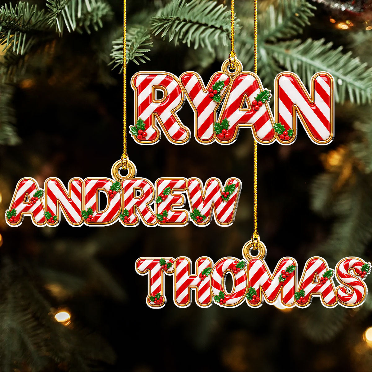 Custom Letter Christmas Ornament & Stocking Tag with Name • Family Name - Personalized Acrylic Ornament