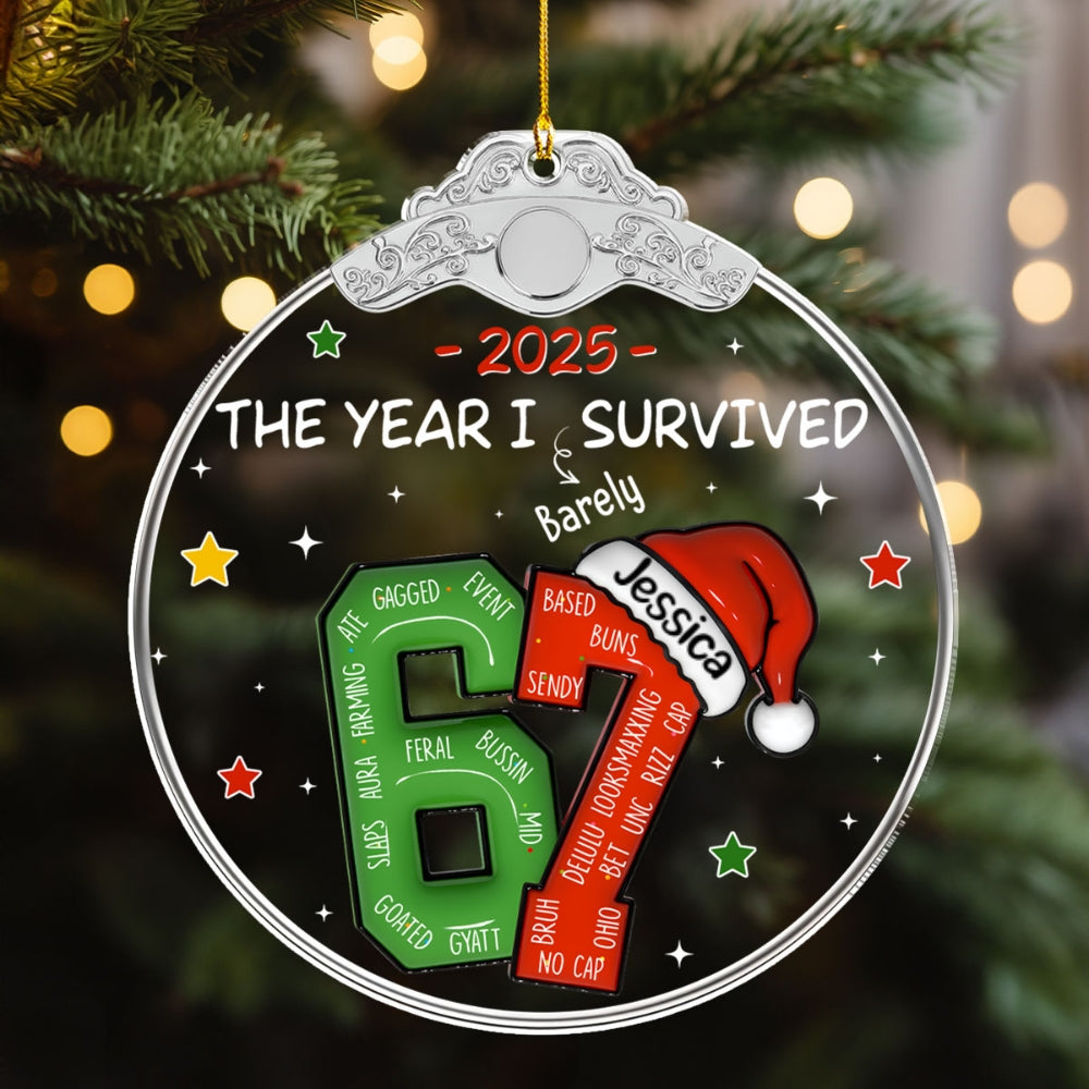 Custom Coworker Christmas Ornament, Team Appreciation Gift •  Coworker Six Seven Slang - Personalized Acrylic Ornament