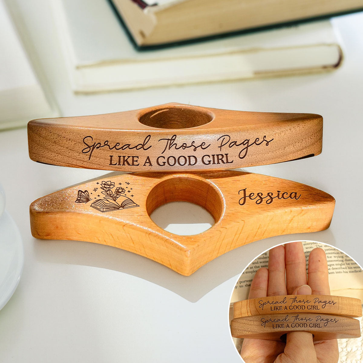 Custom Thumb Holder, Anniversary Birthday Gift For Wife Book Lover • Spread Those Pages - Personalized Book Page Holder