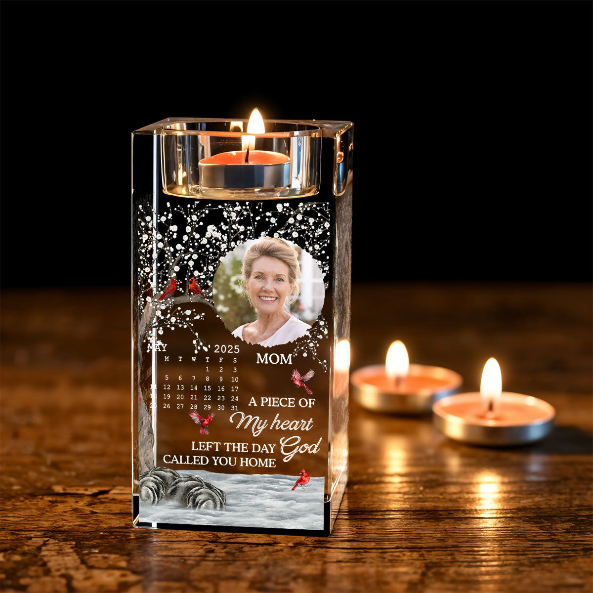 The Moment Your Heart Stopped Mine Changed Forever - Personalized Crystal Candle Holder