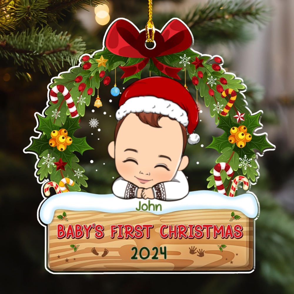 Custom Keepsake Christmas Ornament •  Baby First Christmas - Personalized Acrylic Ornament