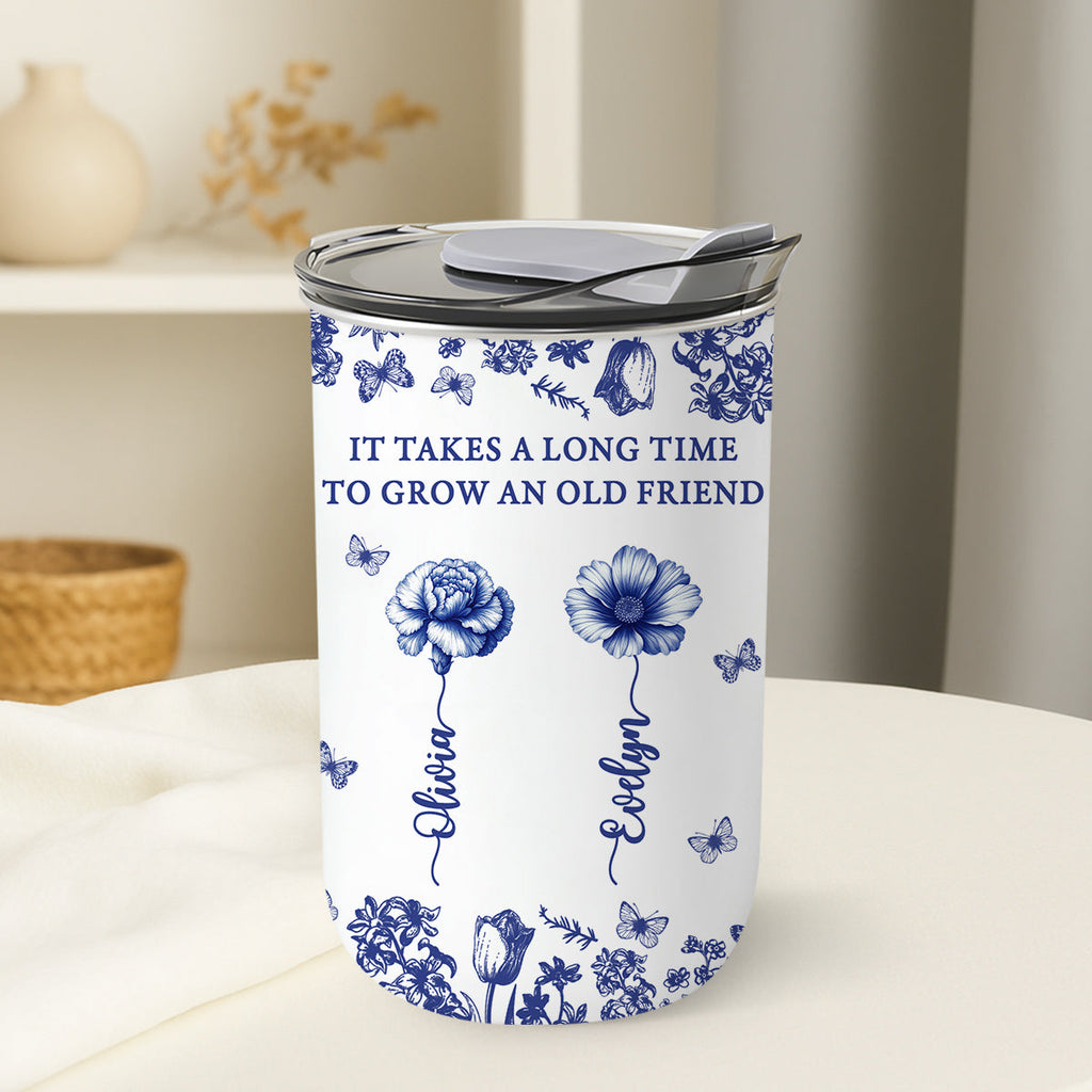 Custom Christmas Birthday Gifts For Best Friend • Grow An Old Friend Toile - Personalized 10oz Tumbler
