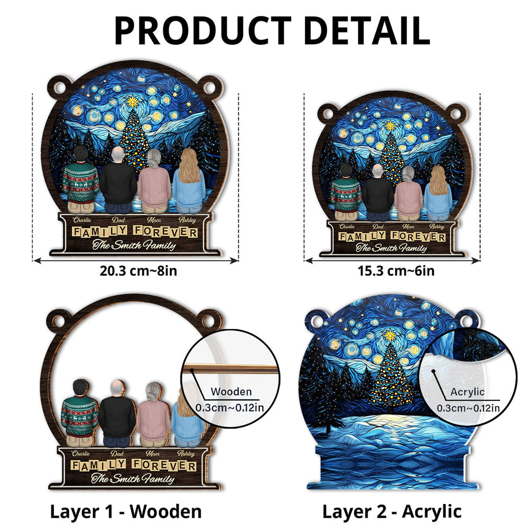 Custom Family Hanging Decor, Christmas Gift for Family Members • Family Forever And Ever - Personalized Suncatcher