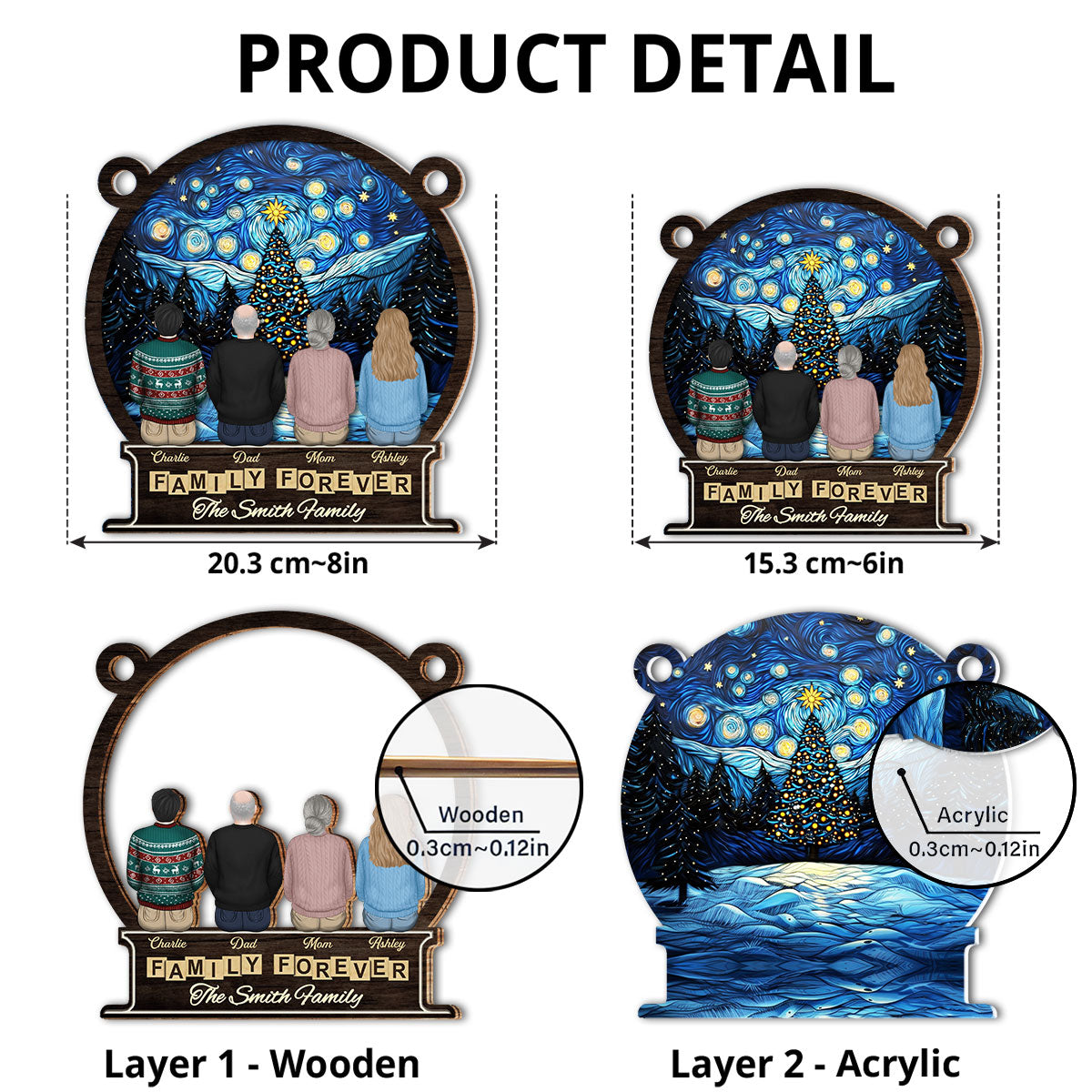 Custom Family Hanging Decor, Christmas Gift for Family Members • Family Forever And Ever - Personalized Suncatcher