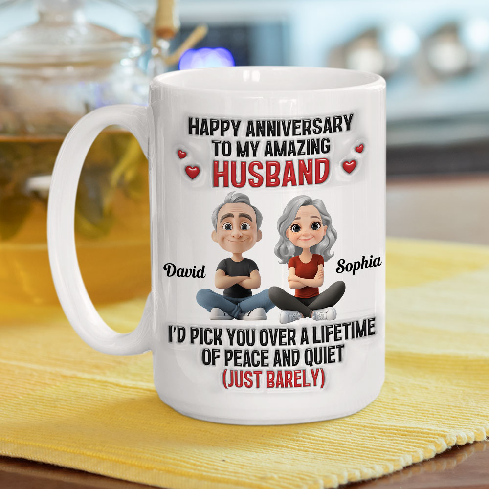 Custom Anniversary Keepsake Gifts For Couple • Over A Peaceful And Quiet Lifetime - Personalized 3D Inflated Effect Mug