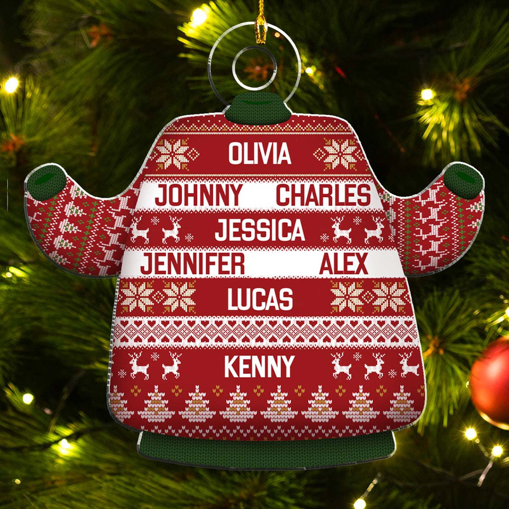 Custom Family Ornament, Christmas Gift for Family Members •  Family Names Festive - Personalized Acrylic Ornament