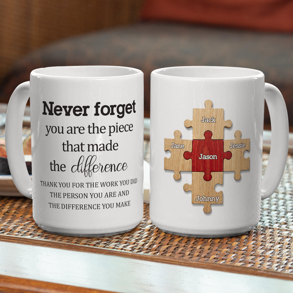 Custom Coworker, Christmas & Birthday Team Appreciation Gift • The Piece That Made The Difference - Personalized Coffee Mug