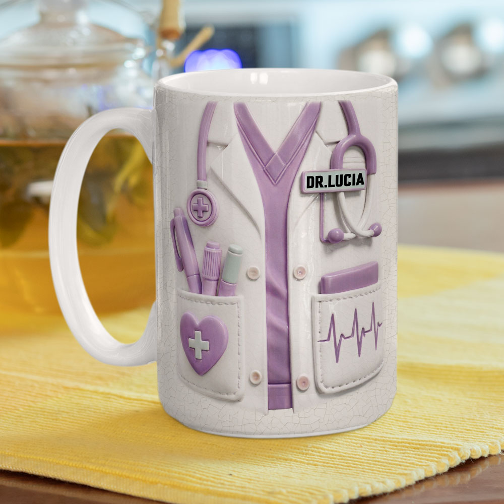 Custom Christmas & Birthday Keepsake Gift • Heroes In White Coats - Personalized 3D Inflated Effect Mug