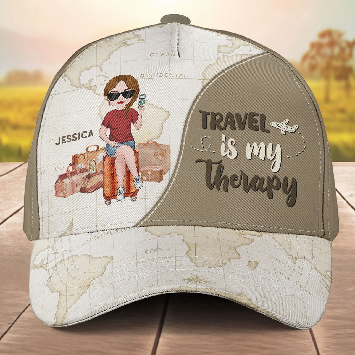 Travel Is My Therapy - Personalized Classic Cap