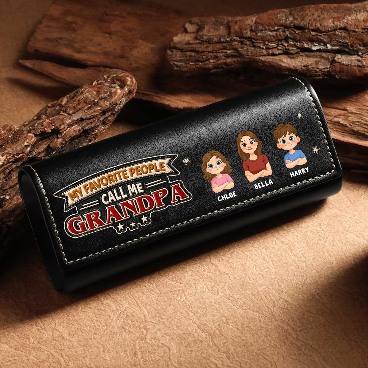 My Favorite People Call Me - Personalized Leather Eyeglass Case