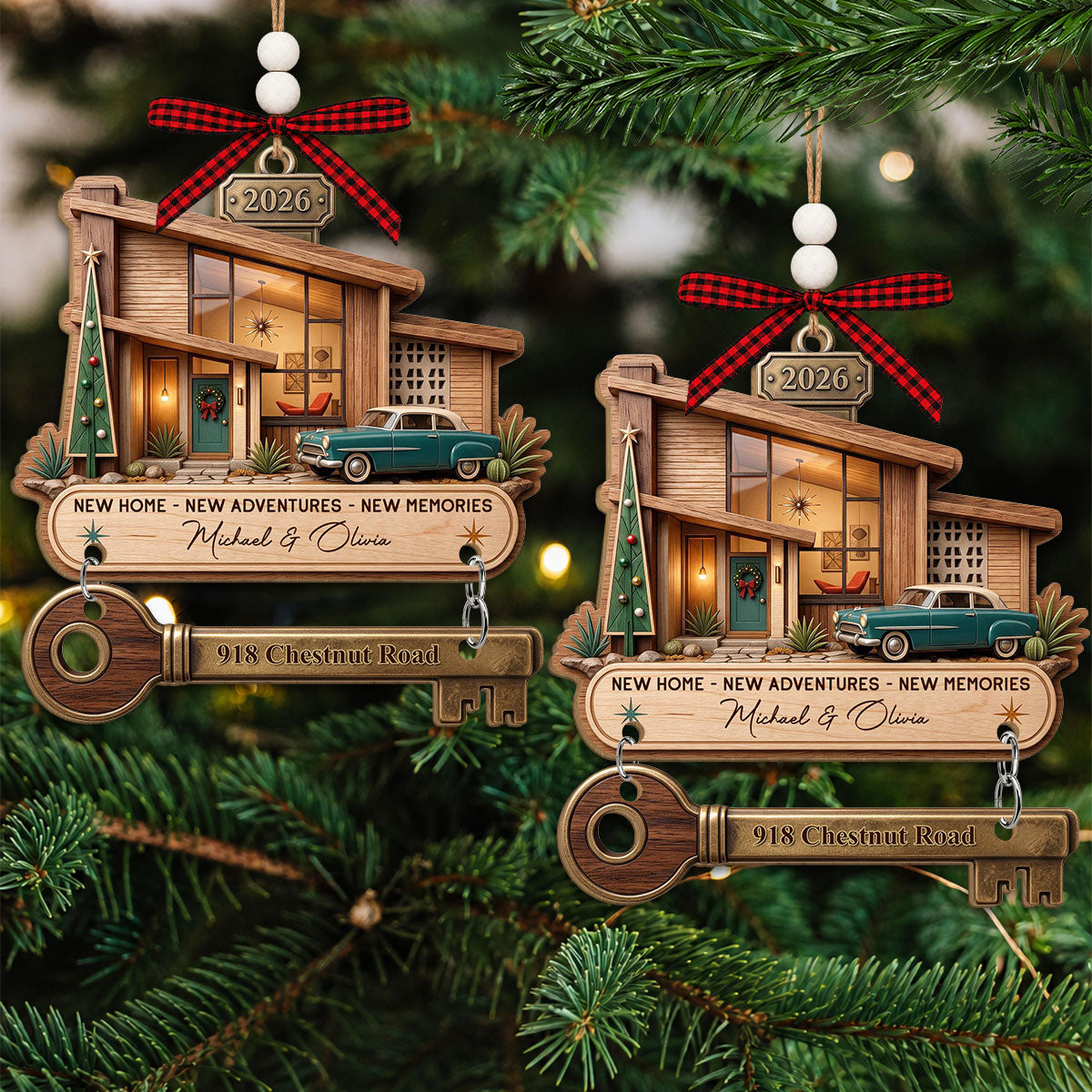 Key To New Beginnings - Personalized Wooden Ornament With Tag
