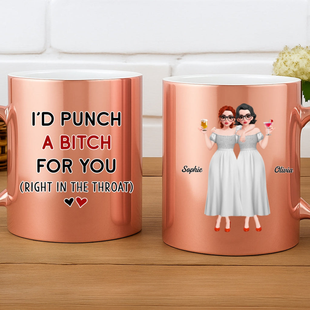 Custom Best Friend, Christmas & Birthday Friendship Keepsake Gift • Punch For You Cartoonize - Personalized Metallic Mug