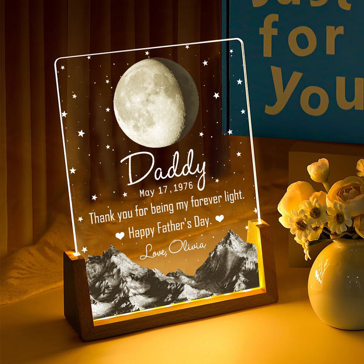 Custom Father's Day Gift for Dad Grandpa • For Being My Forever Light - Personalized Night Light