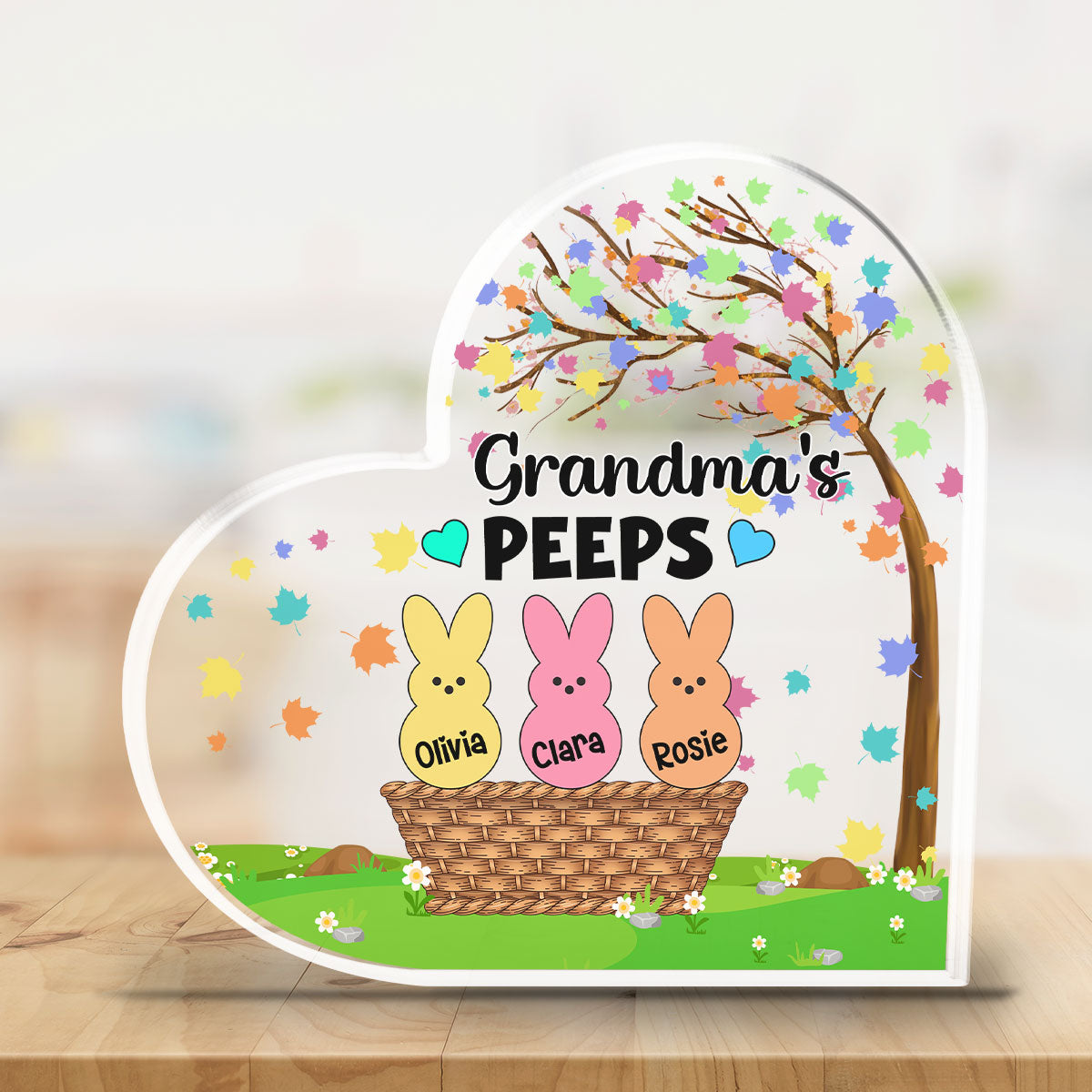 Custom Family Decor, Christmas Birthday Family Keepsake • Bunny Peep - Personalized Acrylic Plaque